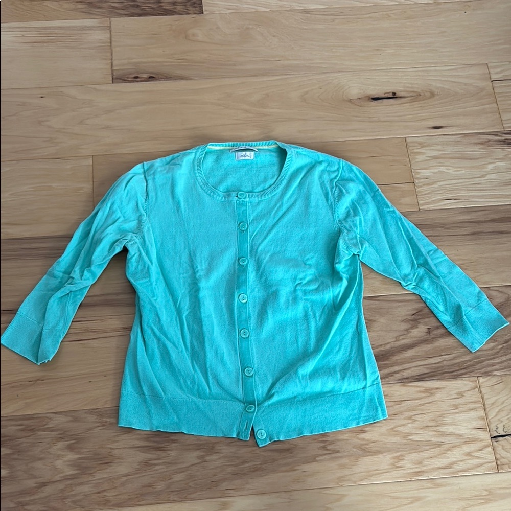 Aqua Button-Up Cardigan